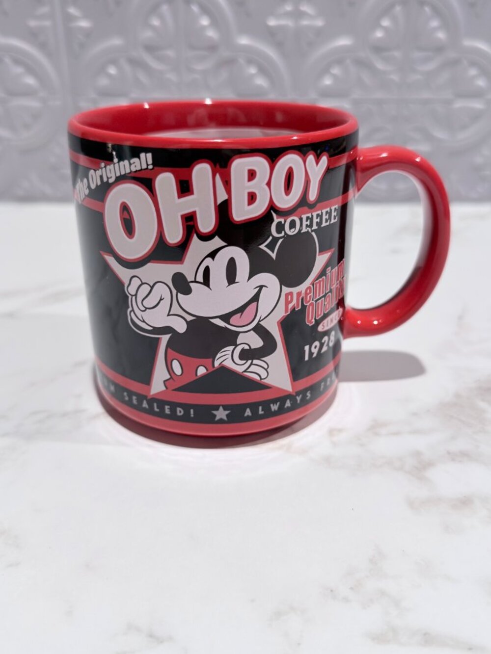 Disney Parks Mickey Mouse Oh Boy Coffee Mug 17 oz NEW